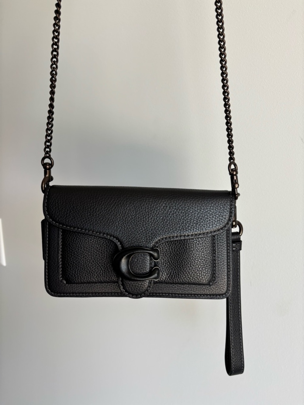 Coach Tabby Chain All-Black Leather Crossbody Bag - Picture 2 of 12